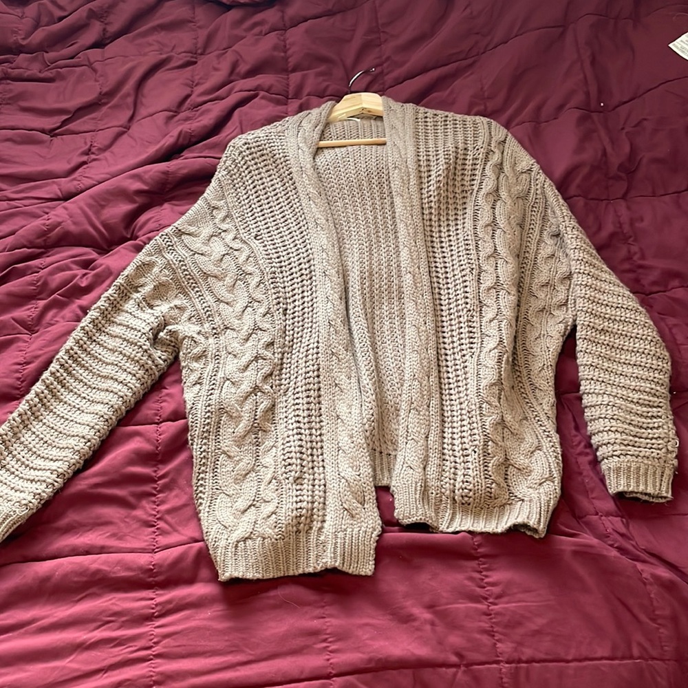 LA hearts pac sun cable knit brown cardigan
